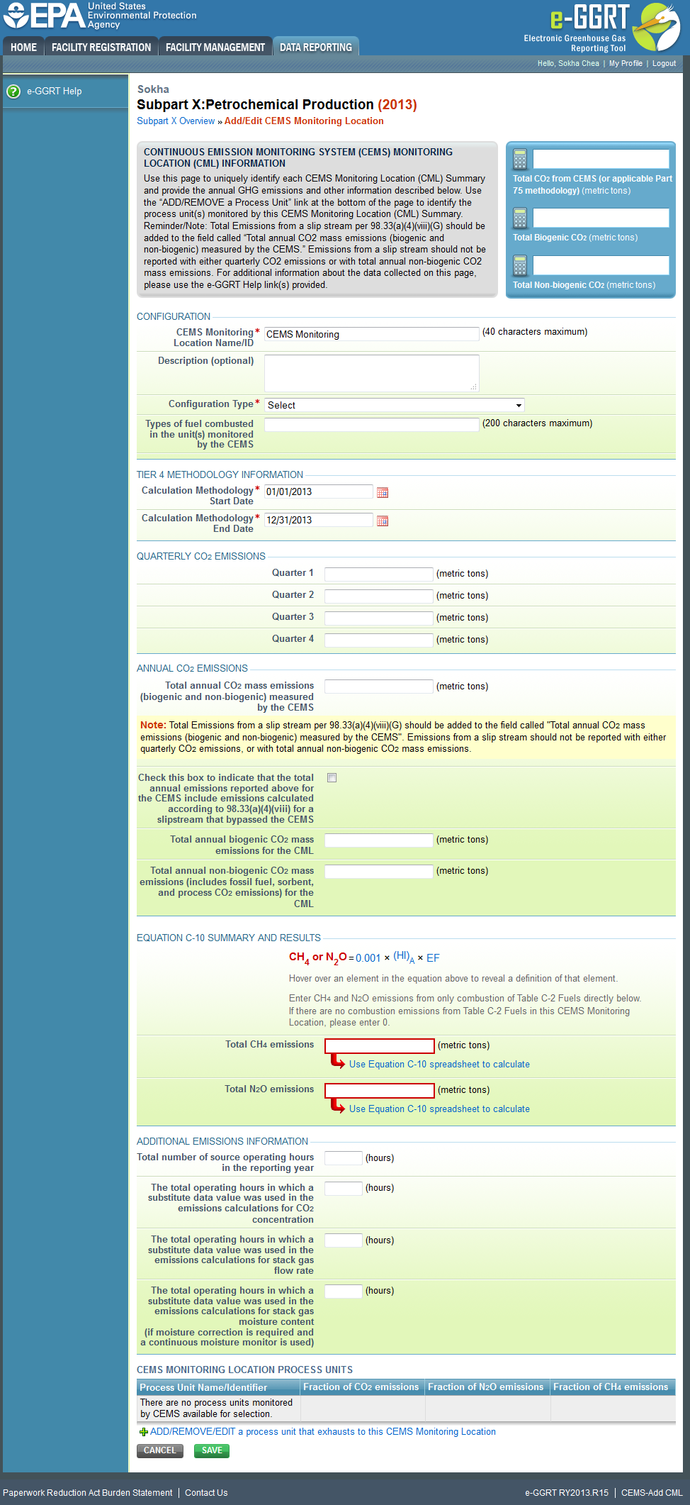 Subpart X: Step 3 - Adding Data for a CML